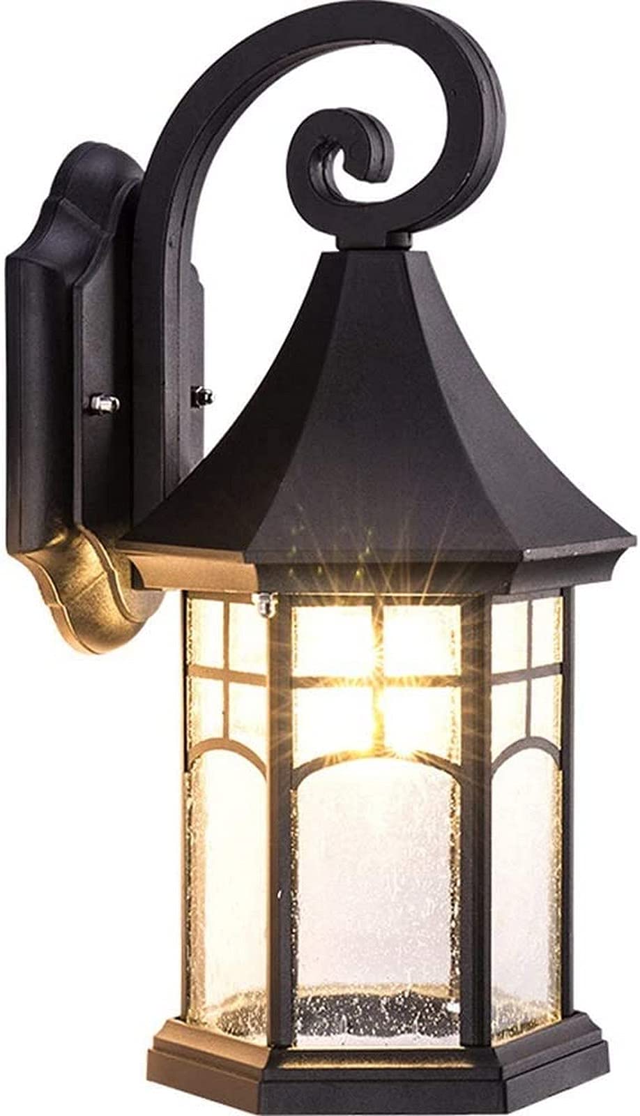Farmhouse Wall Lantern Sconce - Outdoor Waterproof Wall Light with Seed Glass, Black Matte Finish Industrial Exterior Lighting for Porch, Patio, Garden and Entryway - Durable Metal House Wall Mount Lamp
