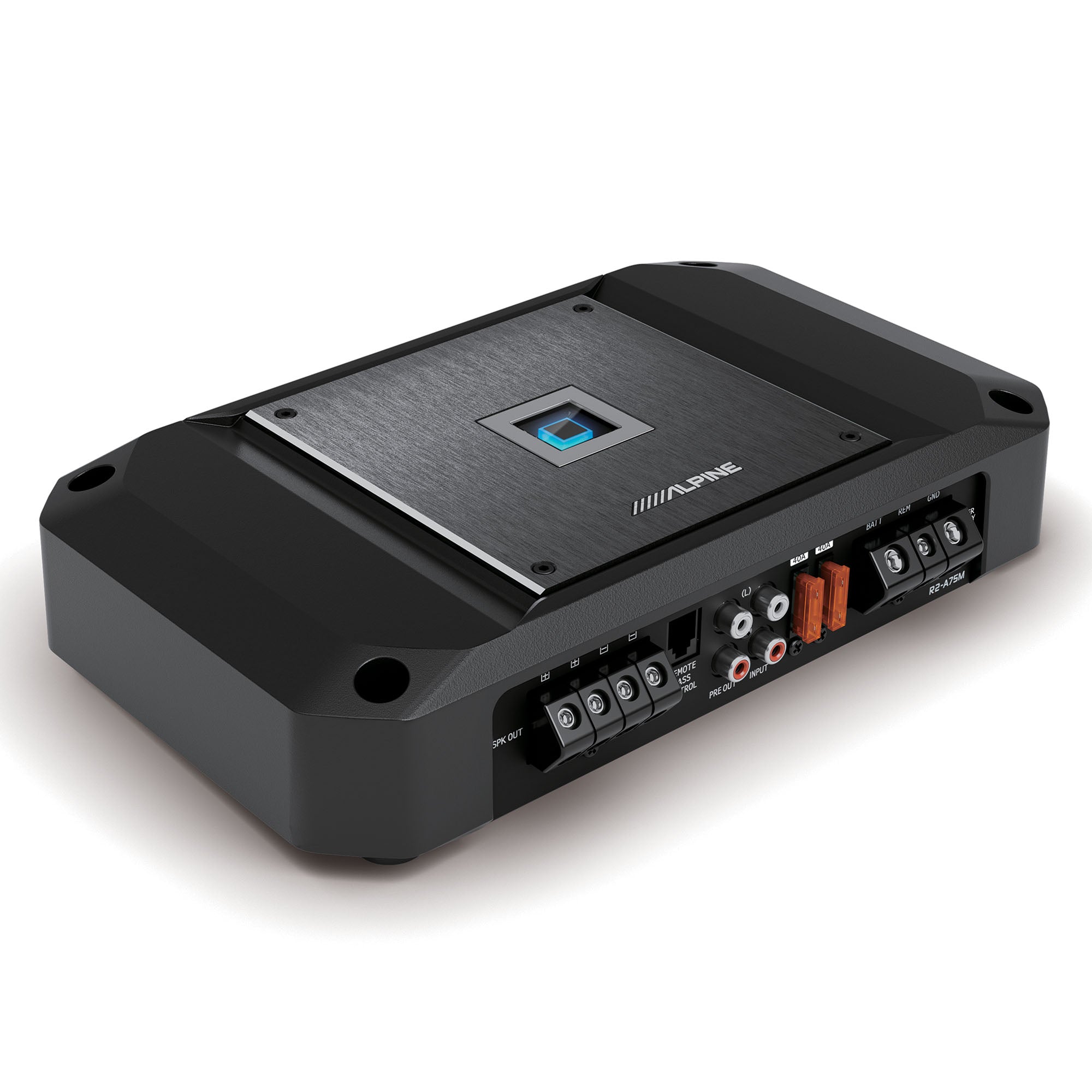 Alpine R2 A75M R Series Mono Class D Subwoofer Amplifier 750W with SoundBox TCK4 4 Gauge OFC Complete 4 GA Copper Amplifier Wiring Kit Bundle - Perfect for Car Audio Systems, Bass Boost, and Custom Vehicle Sound Installations