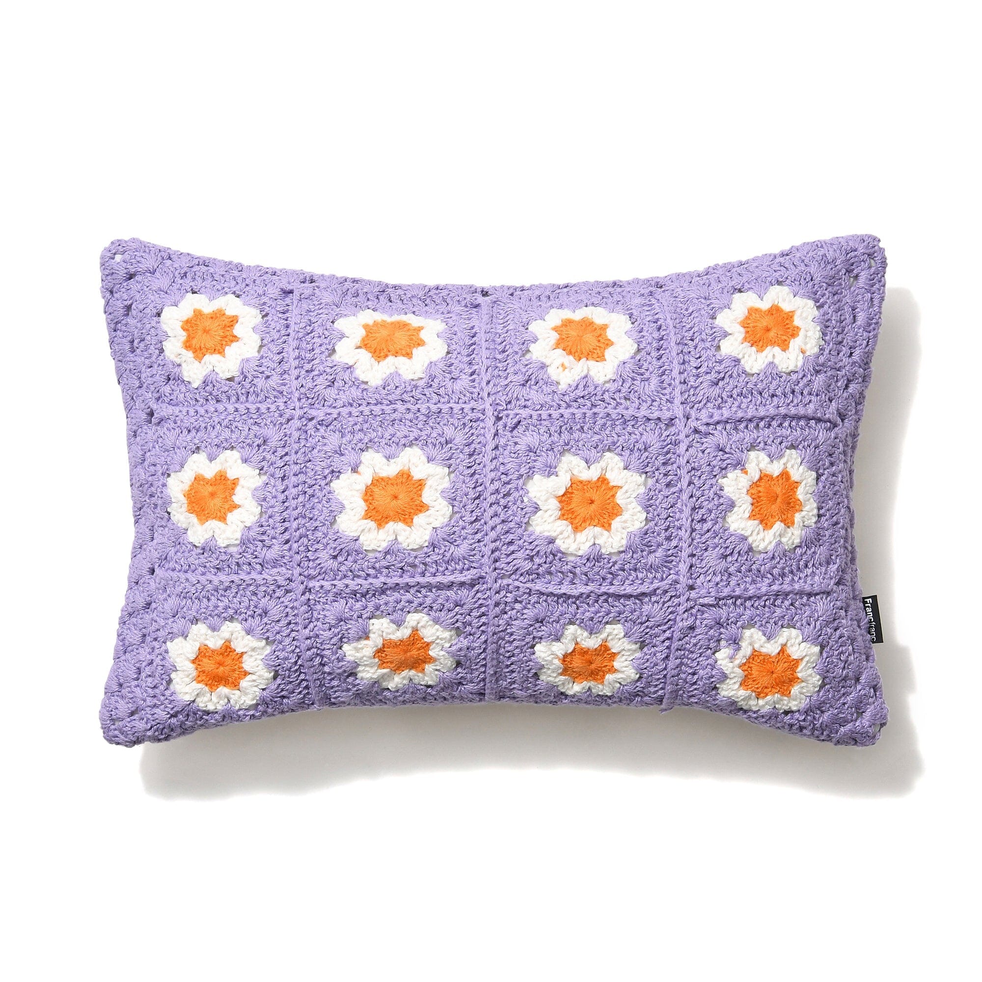 Handmade Crochet Flower Pillow Cover 16x10 Inches Light Purple - Boho Home Decor for Living Room, Bedroom, or Nursery