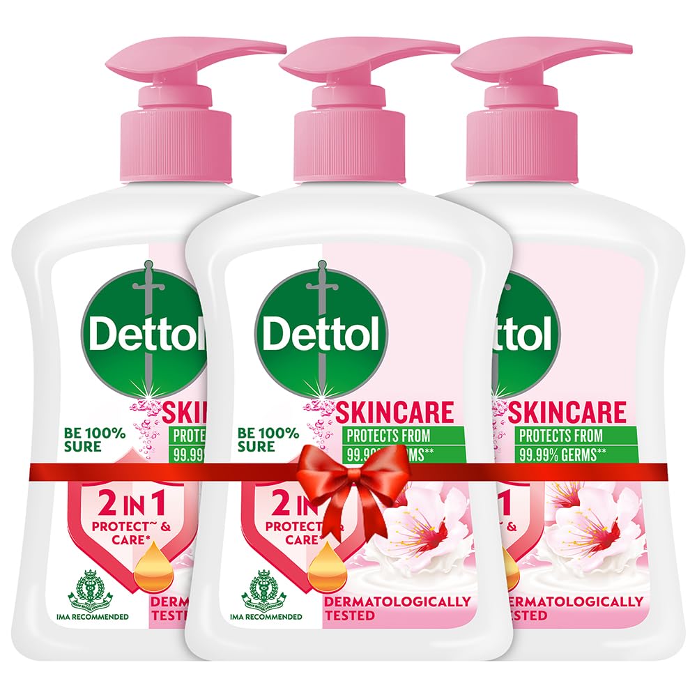 Dettol Liquid Hand Wash Dispenser Bottle Pump - Moisturizing & pH Balanced Hand Soap for Skincare (Pack of 3, 200ml Each) | 10X Germ Protection | Ideal for Home, Kitchen, Bathroom & Office Use