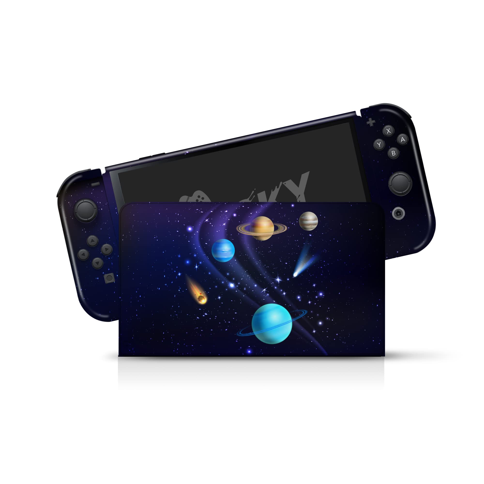 Galaxy Skin Wrap Cover for Nintendo Switch OLED - Purple Space Vinyl Decal | 3M Premium Full Wrap Stickers | Protective & Stylish Gaming Accessory | Perfect for Gaming Enthusiasts & Customization Lovers