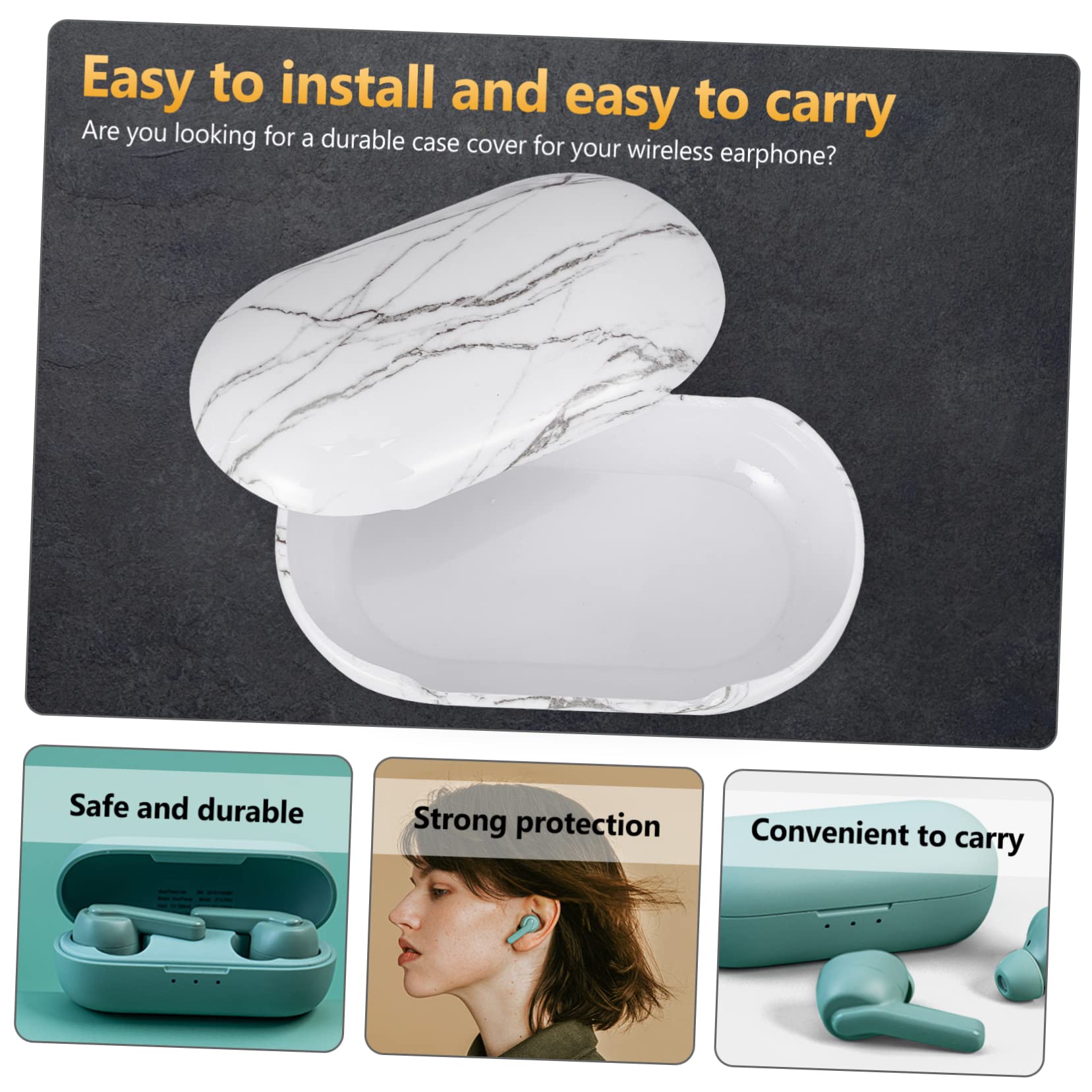 Gadpiparty Protective Headphone Case - Elegant Marble Design Storage Box for Headset & Earphones | Travel, Home & Office Use