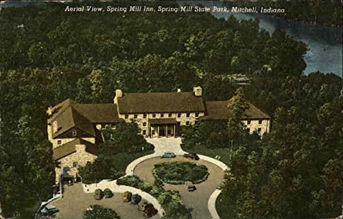 Vintage Aerial View Postcard of Spring Mill Inn at Spring Mill State Park in Mitchell, Indiana - Perfect for Collectors, Home Decor & Historical Memorabilia