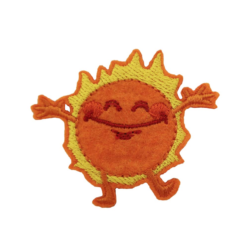 Smiley Face Sun Embroidered Iron On Patch for Jackets, Hats & Bags - DIY Sewing & Clothing Repair Accessories