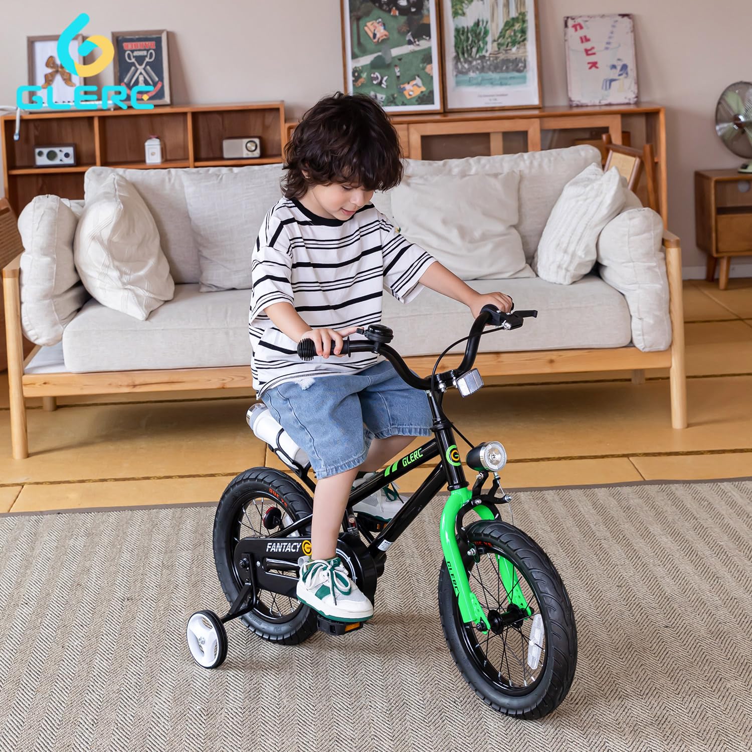 Fantasy 12 14 16 18 20 Inch Kids Bicycle for Boys & Girls Ages 2-14 Years - Adjustable Training Wheels, Water Bottle Holder & LED Headlight - Multiple Color Options - Perfect for Neighborhood Rides, Park Adventures & Learning to Bike