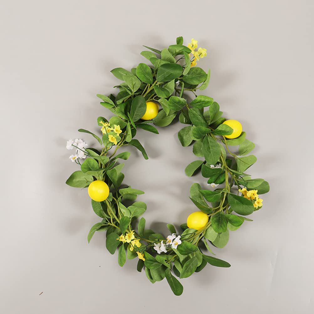 Bestoyard Artificial Lemon Garland - Faux Lemon Wreath with Green Leaves for Wedding, Spring & Home Decor - Yellow Silk Flower Branch for Door Hanging, Table Centerpiece & Wall Decoration