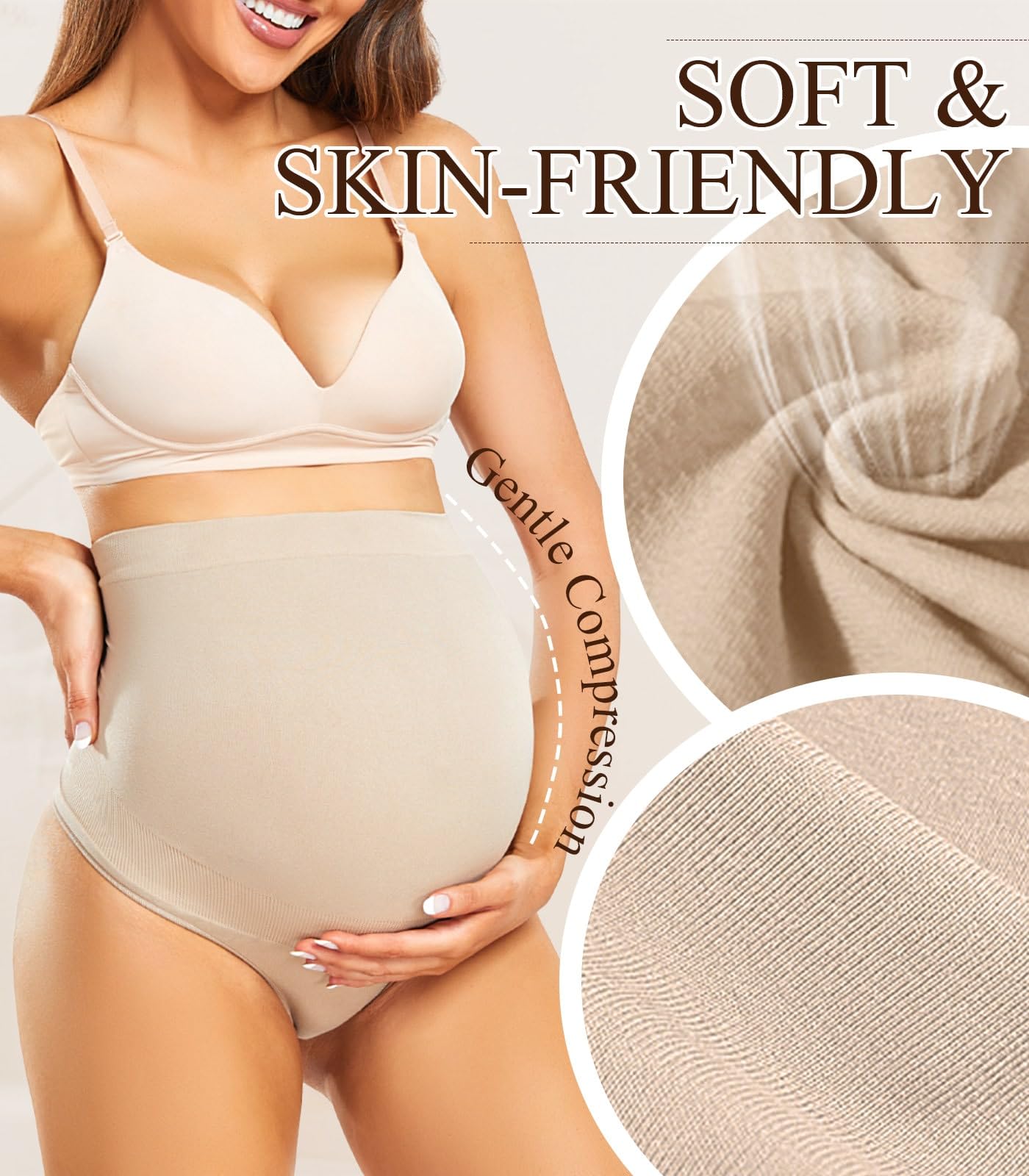 Seamless Maternity Shapewear - Over Belly Pregnancy Support Thong - High Waist Underwear Panties for Comfort & Postpartum Recovery - Perfect for Work, Daily Wear & Special Occasions