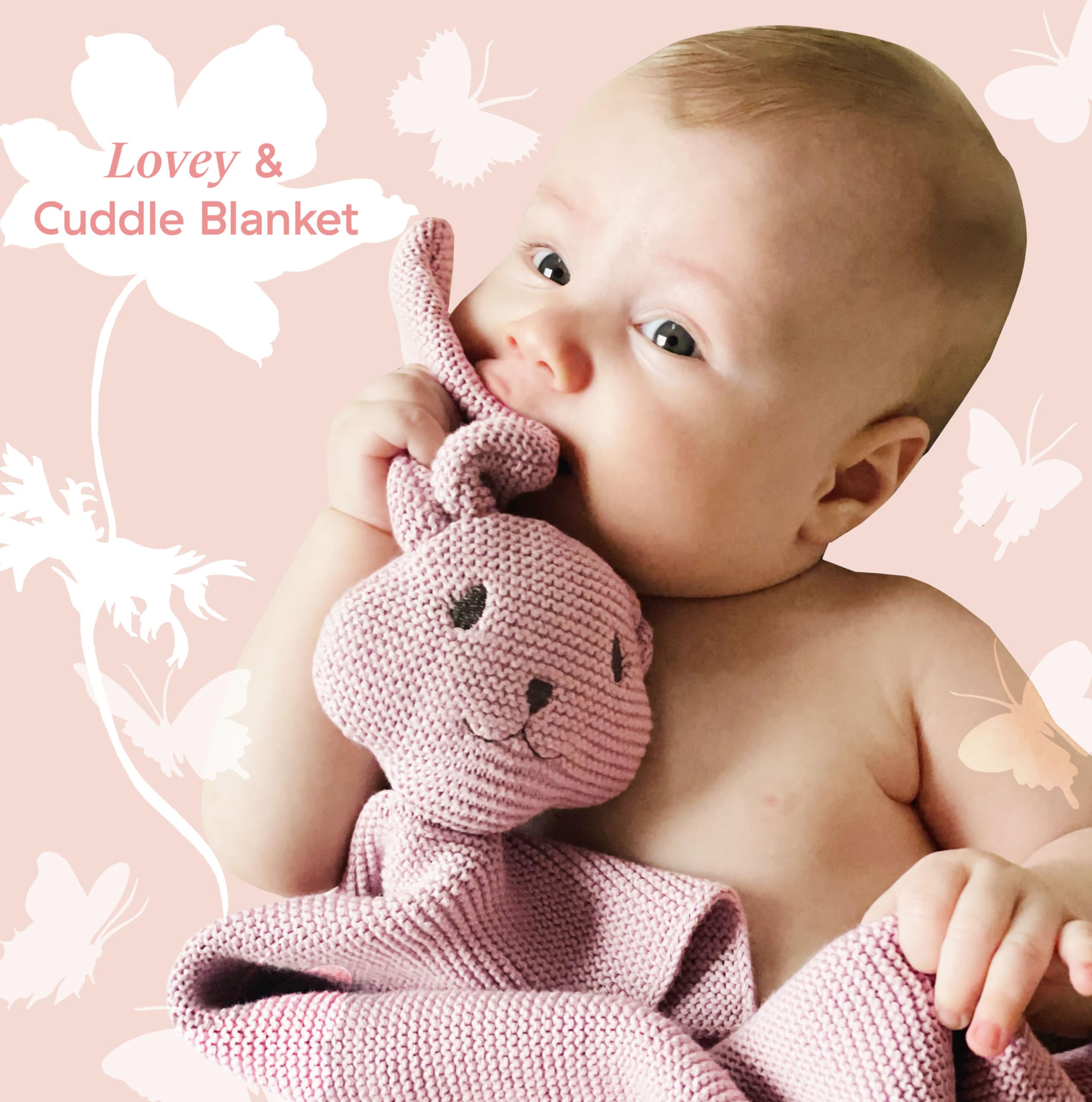 NURY Organic Baby Blanket - 100% Certified Soft & Safe Baby Gift for Boys & Girls | Gender Neutral Dusky Rose Blanket for Newborns, Infants & Toddlers | Perfect for Nursery, Stroller & Swaddling