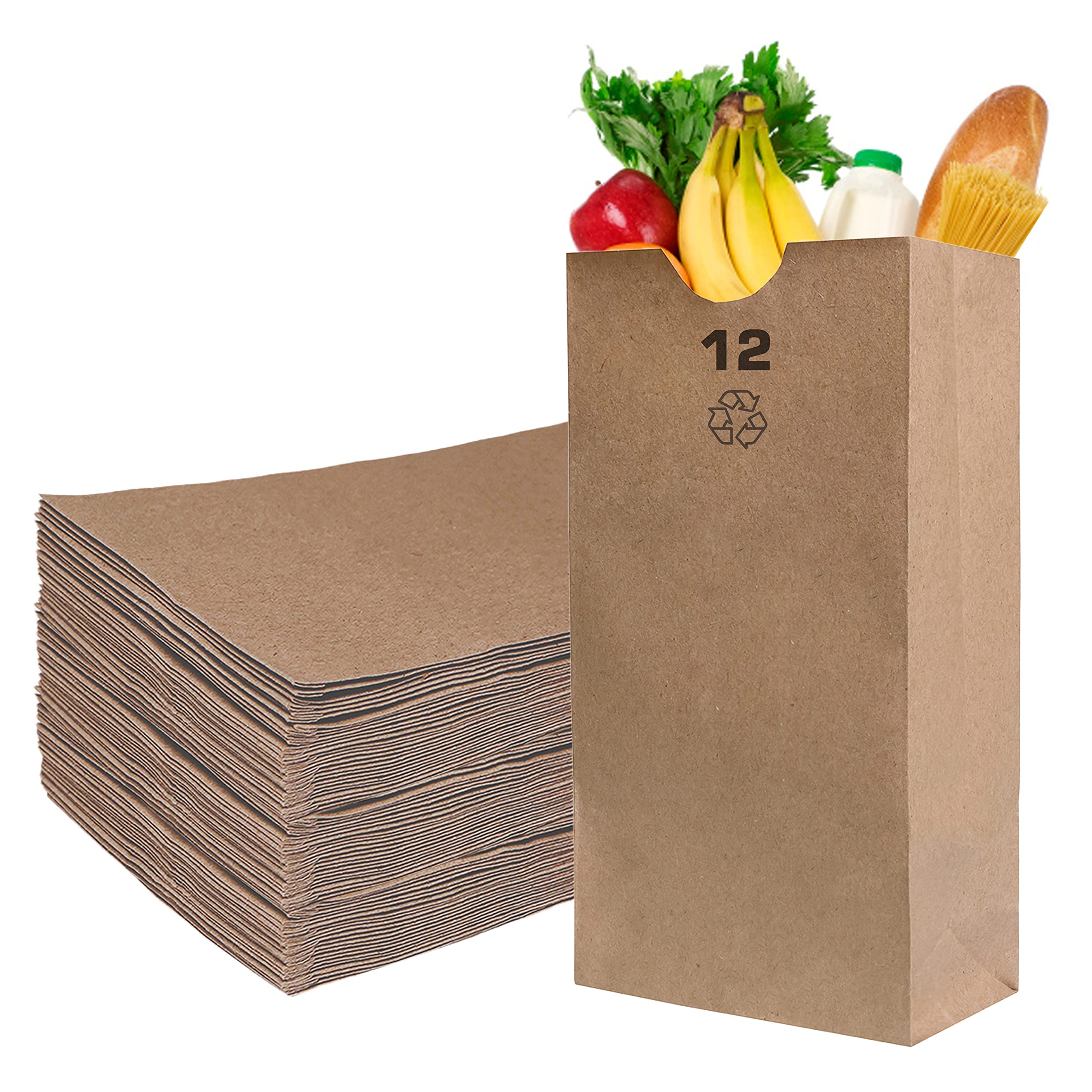 EcoQuality 12 lb Brown Kraft Paper Bags - 1000 Pack (7 1/16 x 4 1/2 x 13 3/4 in) | Heavy Duty Lunch Bags, Snack Bags, Grocery Bags, Gift Bags & Party Favors | Ideal for School Lunches, Picnics, Retail Packaging & Bulk Storage