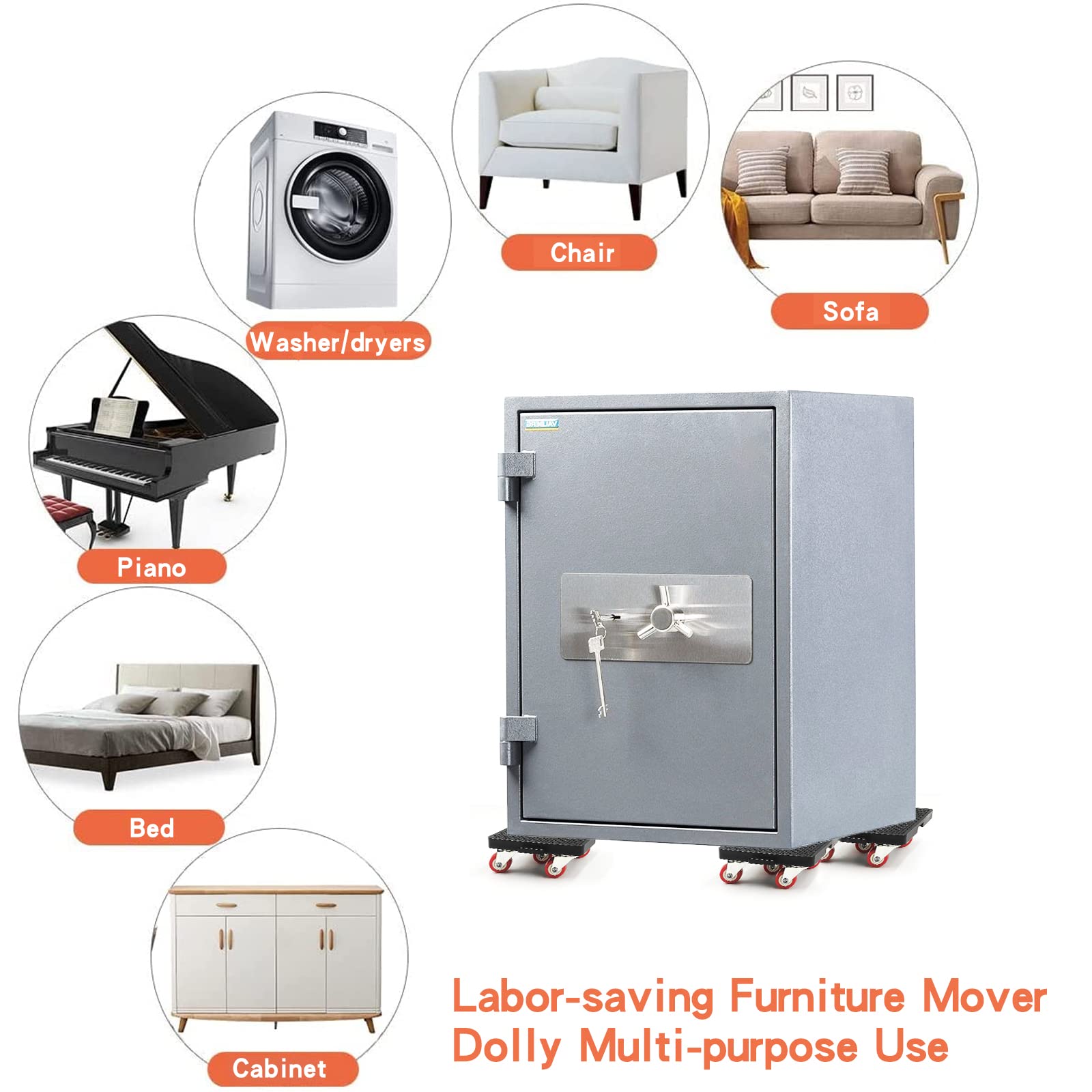 6-Pack 5-Wheel Furniture Mover Dolly - 1320Lbs Capacity for Sofa, Cabinet & Refrigerator Moving