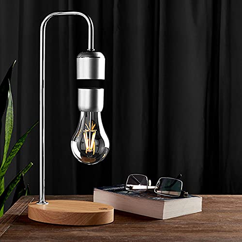 Unique Modern Levitating Lamp with Floating Light & Qi Wireless Charger - Minimalist Home Decor, Warm Night Light for Bedroom, Office, or Gift (Silver Bulb) | Perfect for Relaxation, Meditation & Tech Lovers