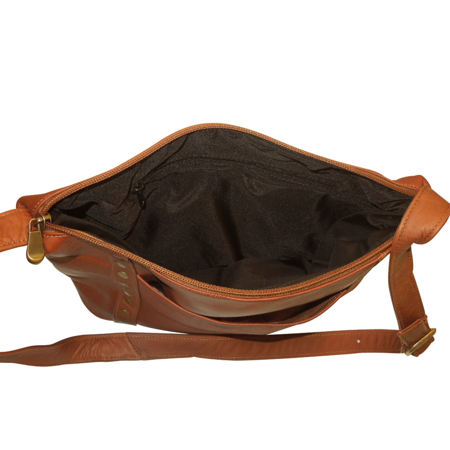 NHL Genuine Tan Leather Women's Top Zip Handbag Purse - Stylish Crossbody Bag for Work, Travel & Everyday Use