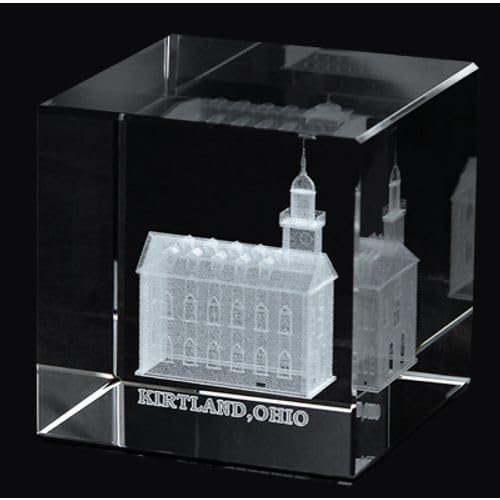 Crystal Cube Desk Decor by Ringmasters | Elegant LDS Temple Paperweight for Office & Home | Christian Gift & Spiritual Decor (Kirtland Ohio) - Perfect for Work Desks, Bookshelves & Meditation Spaces
