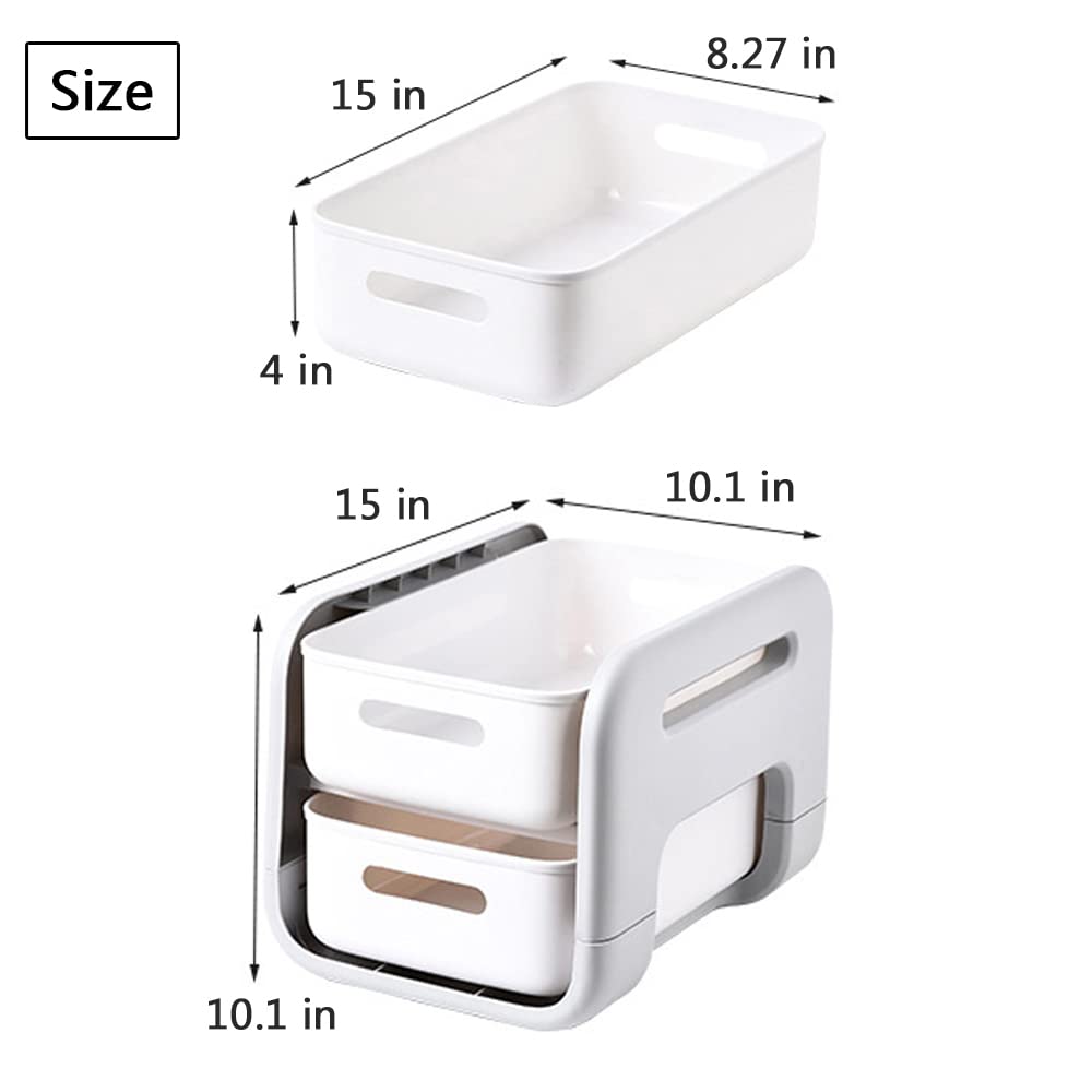 Double Layer Makeup Organizer for Vanity & Bathroom - White Cosmetic Storage with Skincare Compartments | Perfect for Bedroom Dresser, Bathroom Countertop & Travel Organization