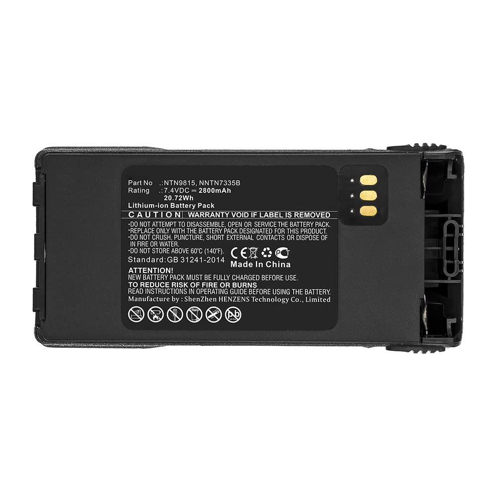 Synergy Digital 2-Way Radio Battery - 2800mAh Li-ion Replacement for Motorola NNTN9857 (7.4V) | High Capacity Walkie Talkie Battery for Construction, Security & Outdoor Activities