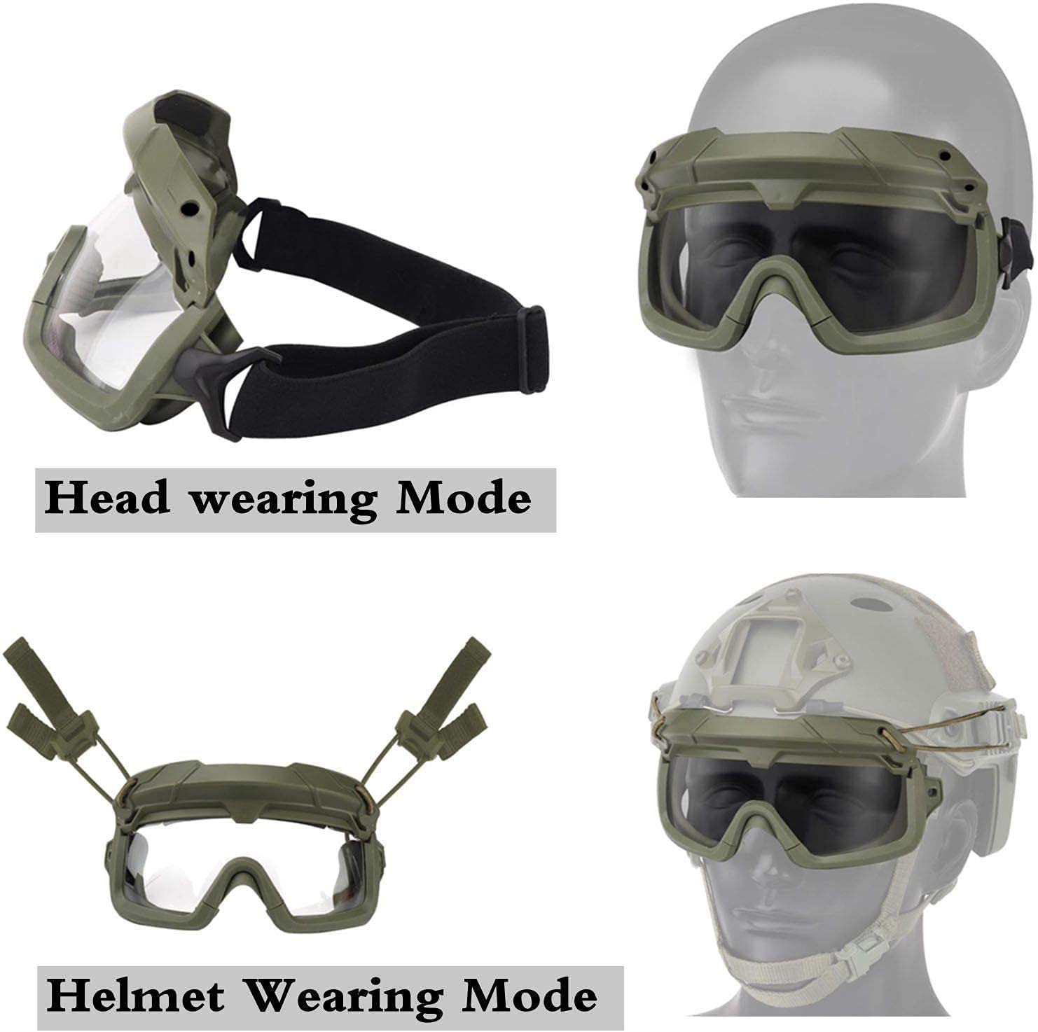 Tactical Airsoft Helmet with Half Face Mask & 3D Split Safety Goggles - Military Style Protective Gear for Airsoft, Paintball, Hunting, CS Games & Role-Playing Scenarios