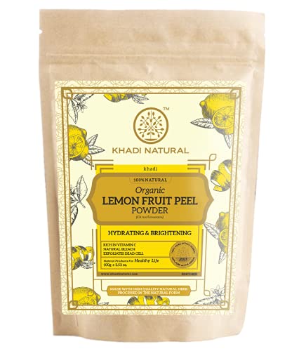 Organic KHADI NATURAL Lemon Fruit Peel Powder - Brightening & Exfoliating for Glowing Skin | Perfect for DIY Face Masks, Scrubs & Hair Treatments