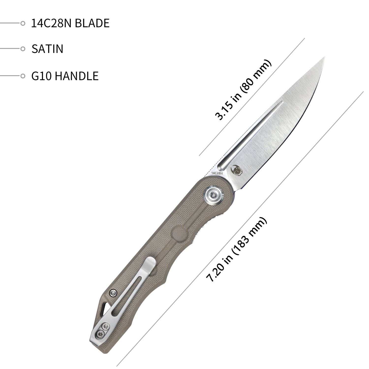 Kubey Mizo Liner Lock Folding Knife - 3.15