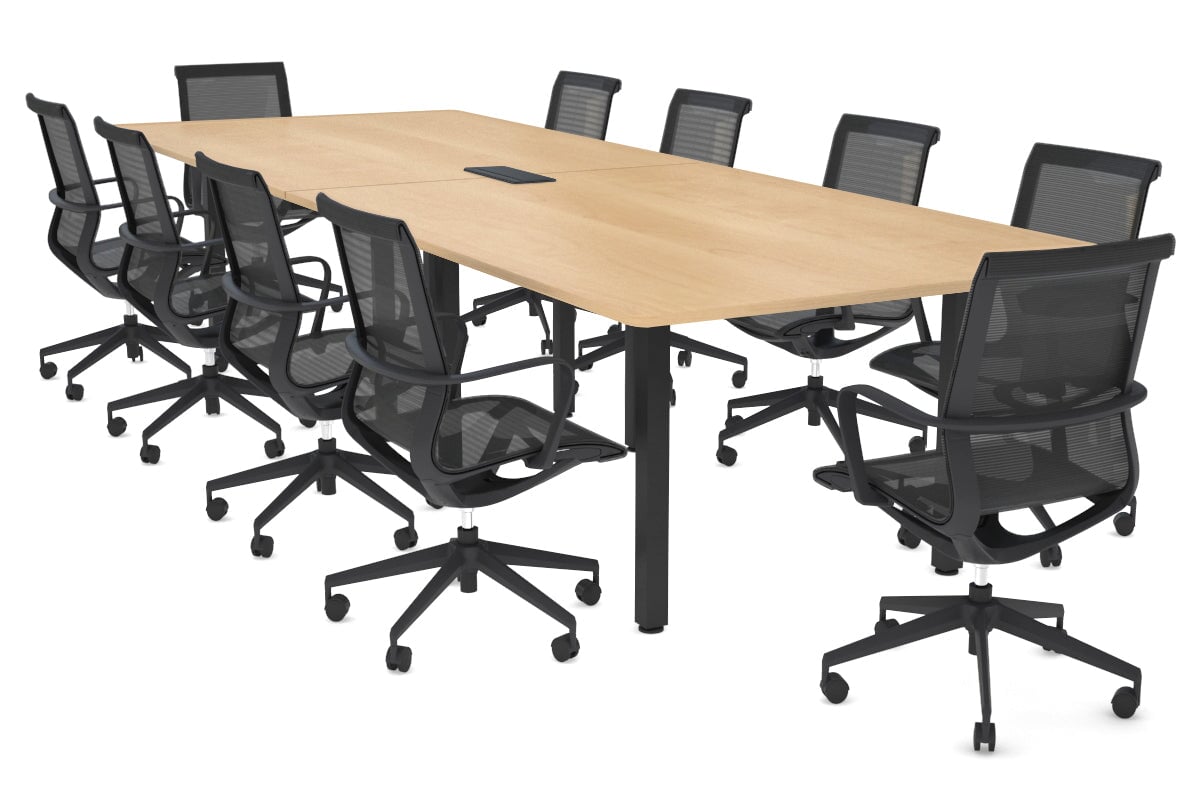 Modern Boardroom Table with Quadro Square Legs & Rounded Corners - 3200L x 1100W - Perfect for Executive Offices, Conference Rooms & Professional Workspaces