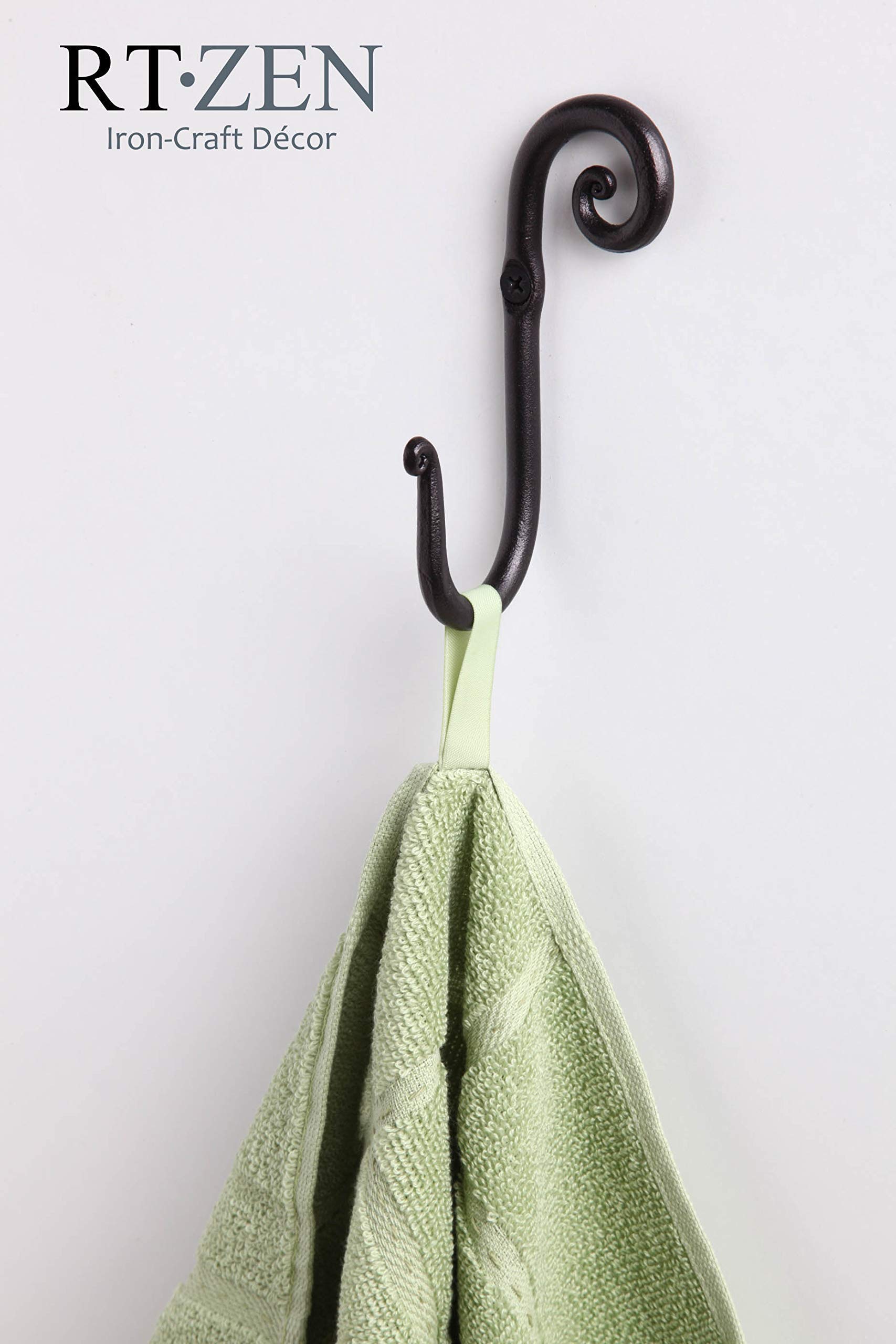 RTZEN Wrought Iron Bathroom Accessories Set - Decorative Hand Towel Bar, 3 Hooks & Toilet Paper Holder | Rustic Bathroom Decor for Powder Room, Guest Bath & Master Bath Organization