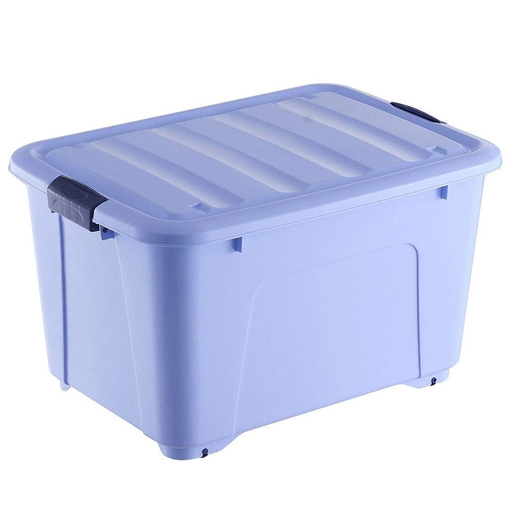 Durable Plastic Storage Bins with Lids & Wheels - Large Stackable Organizing Containers for Home, Office & School - Space-Saving Storage Boxes for Closet, Garage, Playroom & Dorm Organization