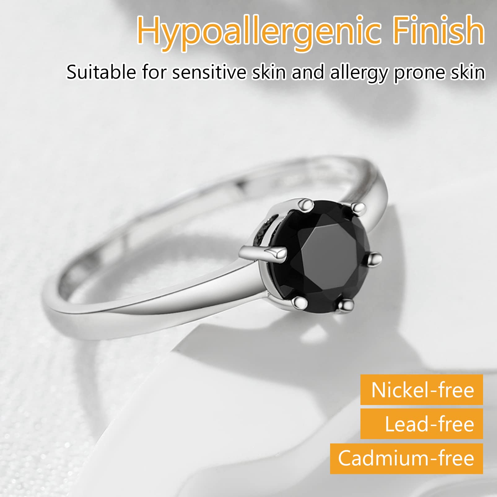 1 Carat Cubic Zirconia Engagement Ring for Women - 925 Sterling Silver Wedding Band with Six-Prong Round Solitaire Setting (Size 5-12) - Perfect for Proposals, Anniversaries & Special Occasions - Includes Gift Box