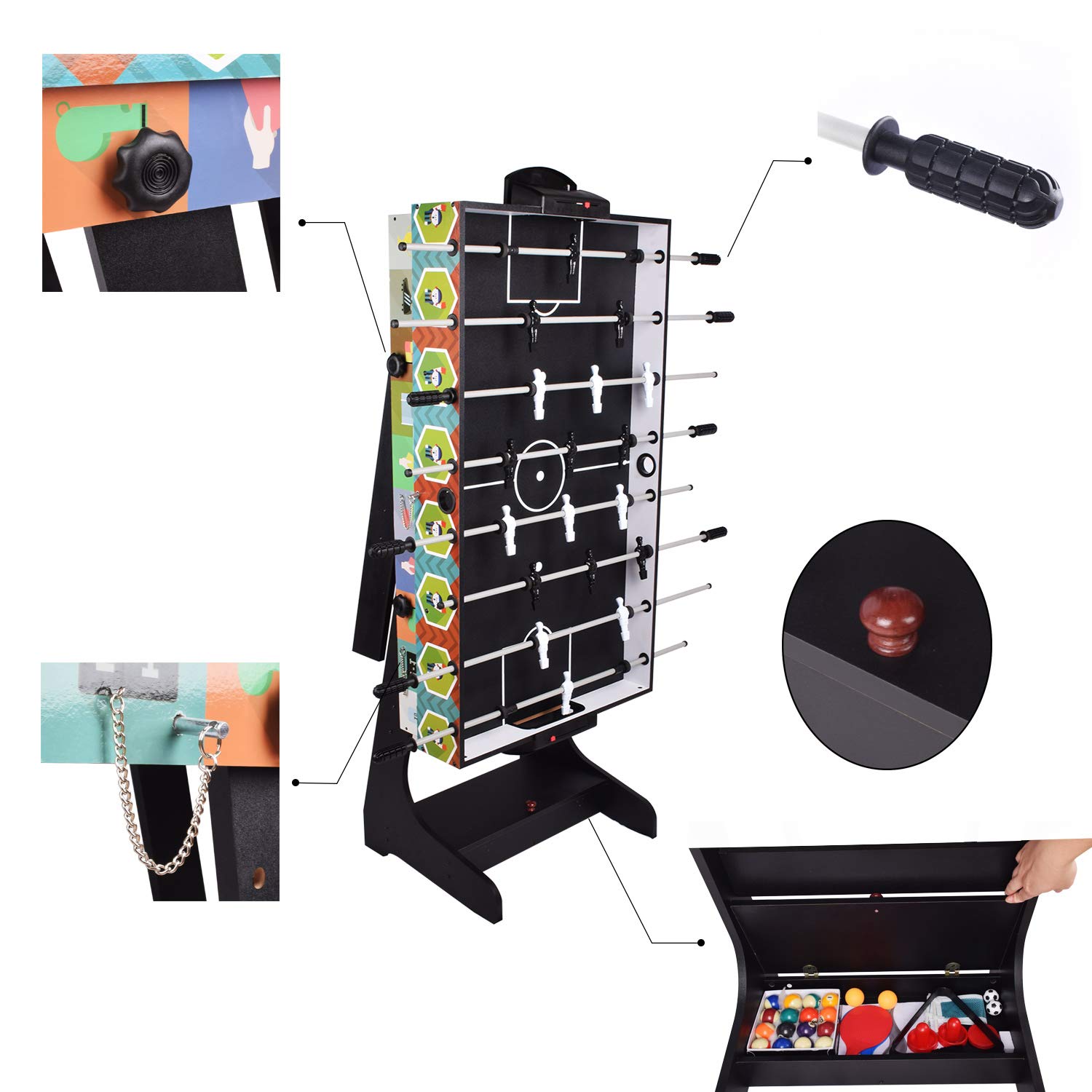 4-in-1 Multi-Game Table - 4FT Folding Pool, Air Hockey, Ping Pong & Foosball Table with Storage | Perfect for Game Rooms, Basements & Family Entertainment