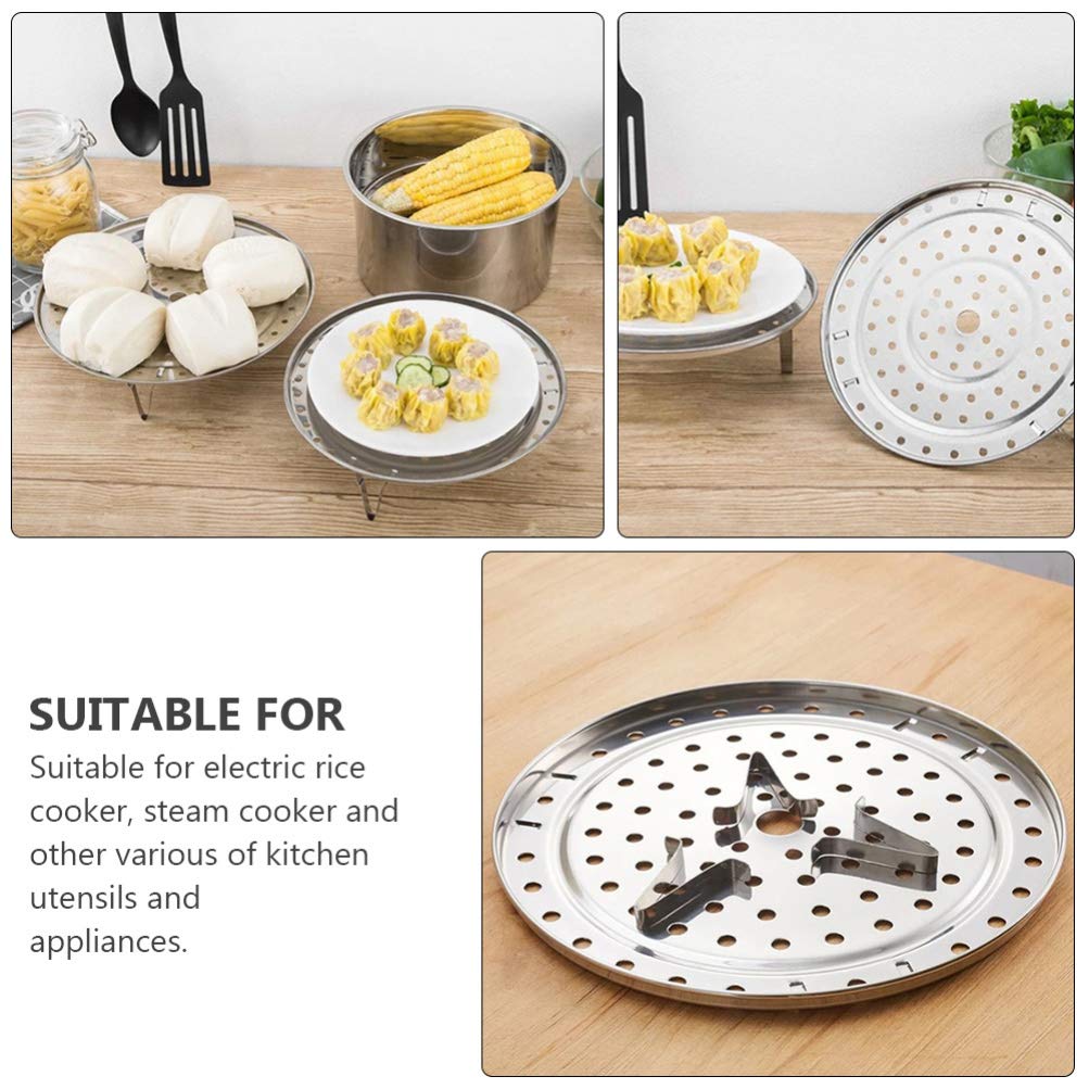 Stainless Steel Steamer Basket Set - 2-Piece Metal Steam Rack for Vegetables, Tamales & Food - Round Roasting Rack & Steam Plate - Perfect for Cooking, Canning & Meal Prep - Durable Kitchen Accessories