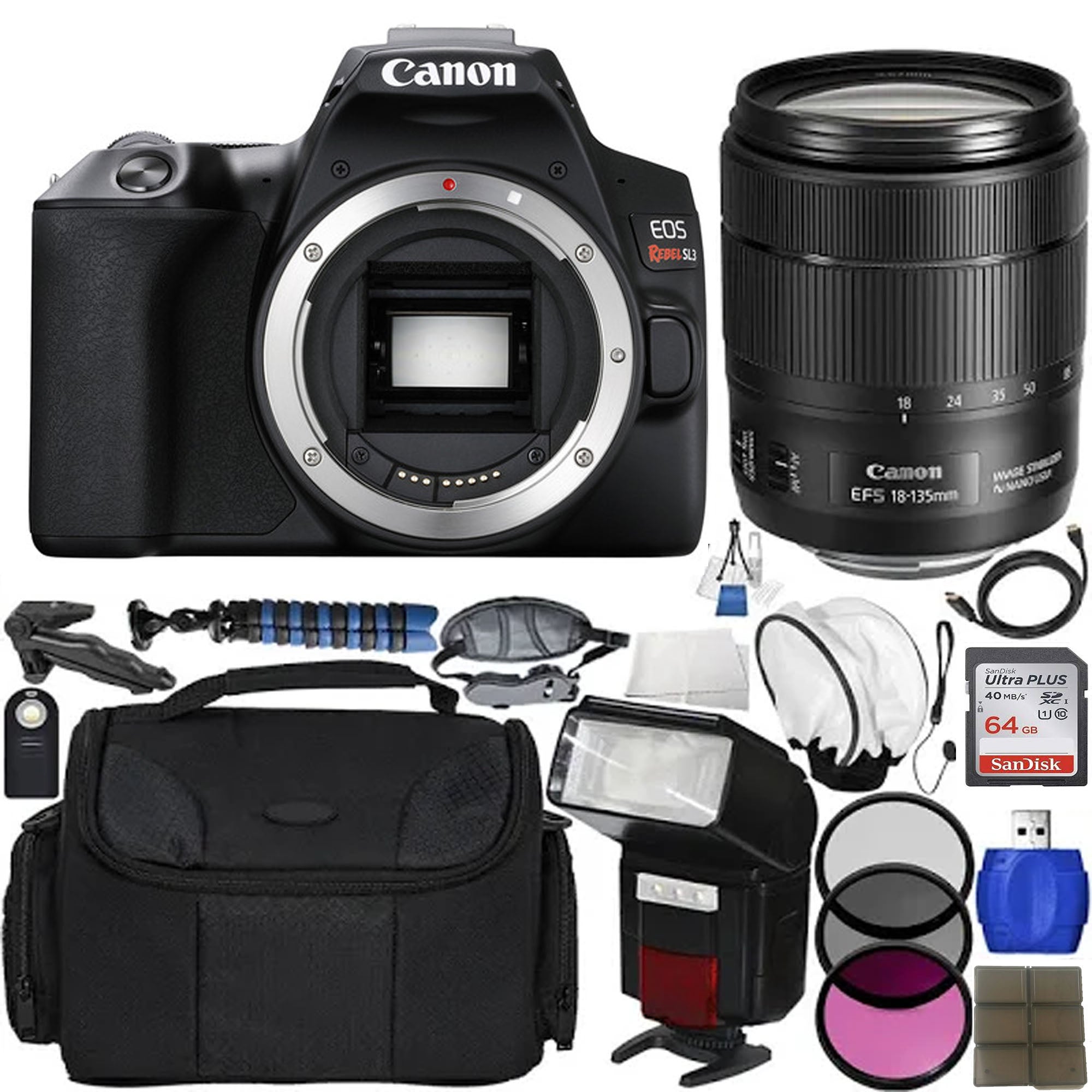 Canon EOS Rebel SL3/250D DSLR Camera with 18-135mm IS STM Lens Kit - Perfect for Beginners, Travel & Portrait Photography | Includes Starter Accessories Bundle