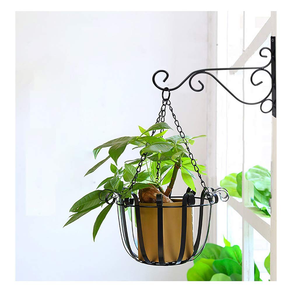 2 Pack Black Iron Wall Mount Plant Hooks - 10 Inch Hanging Bracket for Indoor & Outdoor Plants - Perfect for Hanging Flower Pots, Herb Gardens, and Decorative Planters