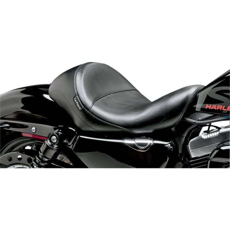 RPM Le Pera LFK-316 Smooth Black Leather Motorcycle Seat - Compatible with Harley Davidson Sportster XL (2004-2006, 2010-2017) & Aviator/Solo Seats - Premium Comfort for Long Rides & Cruising
