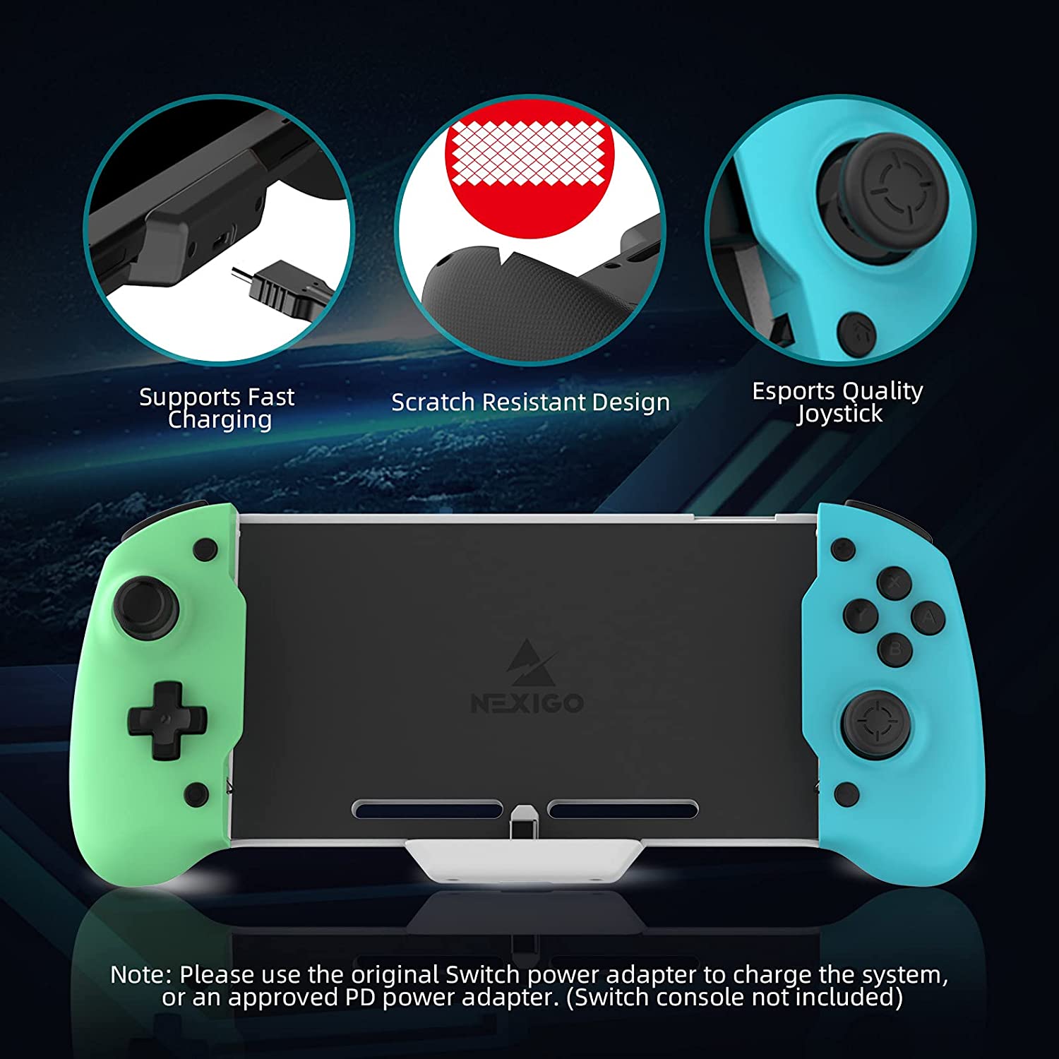 NexiGo Ergonomic Controller for Nintendo Switch - Comfortable Gaming Grip for Handheld Mode (Not Compatible with OLED Model) | Perfect for Long Gaming Sessions & Travel
