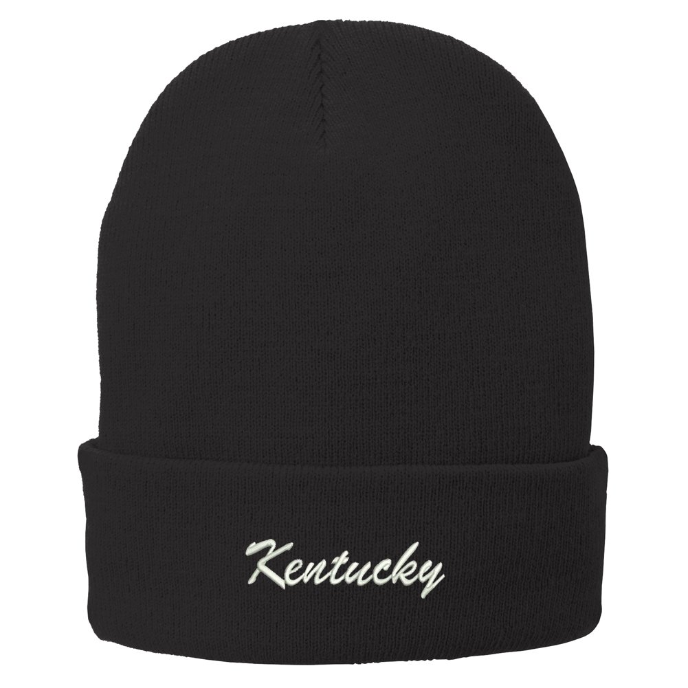 Trendy Kentucky Embroidered Winter Folded Long Beanie Hat for Men & Women - Cozy Cold Weather Accessory for Outdoor Activities, Skiing, and Casual Wear