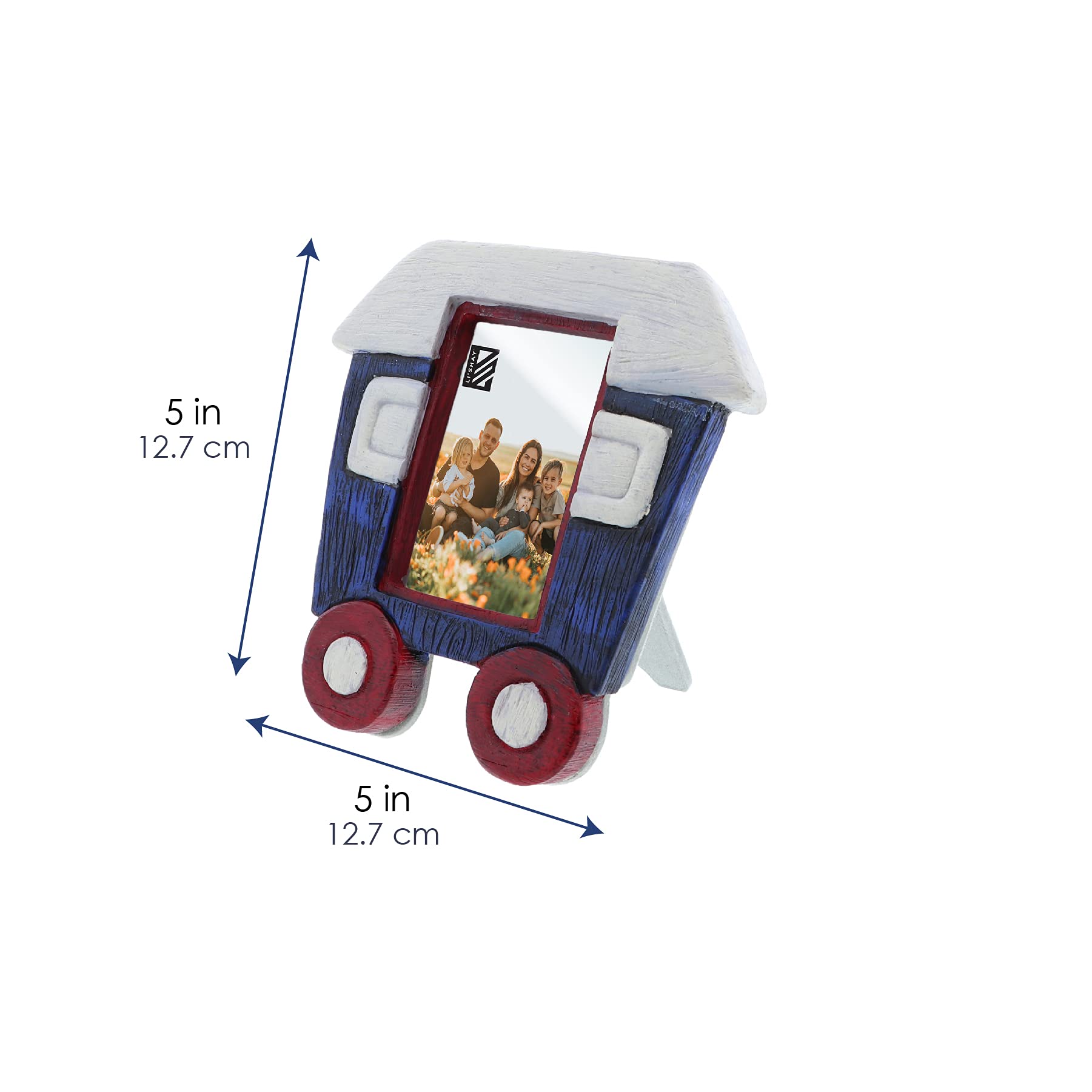 Li'Shay Cute Wooden Picture Frame for Boys - Train Themed Photo Display - Perfect for Kids Room Decor, Nursery Wall Art & Birthday Gifts