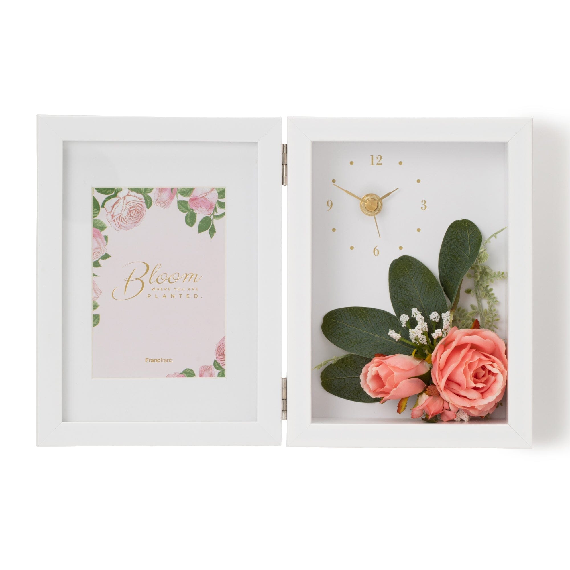 Pink Floral Photo Frame with Built-in Clock - Perfect for Home Decor, Bedroom, Living Room & Gift Ideas