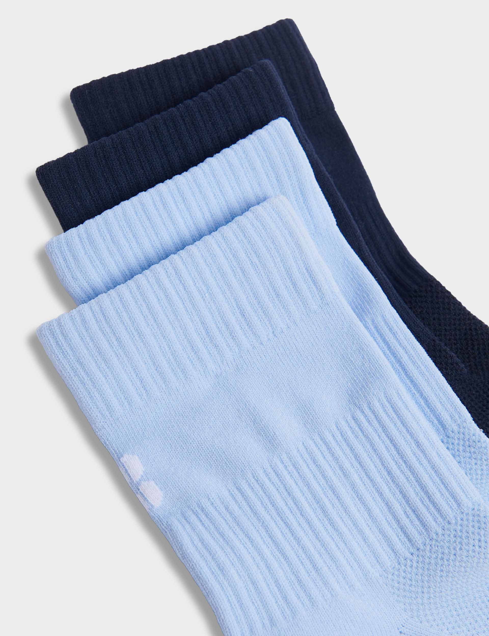 Breathable Crew Running Socks 2-Pack - Breeze Blue & Navy Blue - Perfect for Marathon Training & Gym Workouts