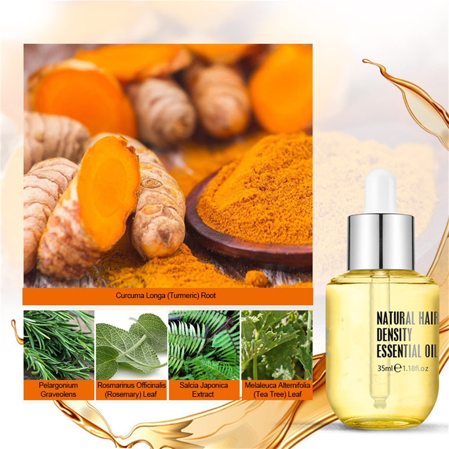 Natural Ginger Hair Growth Serum for Thinning Hair - Essential Oil Treatment for Men & Women | Promotes Hair Density & Scalp Health | Perfect for Daily Hair Care Routine & Styling Prep