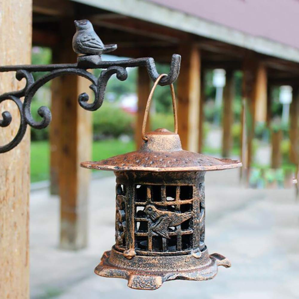 Vintage Cast Iron Japanese Pagoda Oriental Metal Hanging Garden Lantern Candle Holder - Outdoor/Indoor Home Decor for Patio, Garden, Porch & Yard