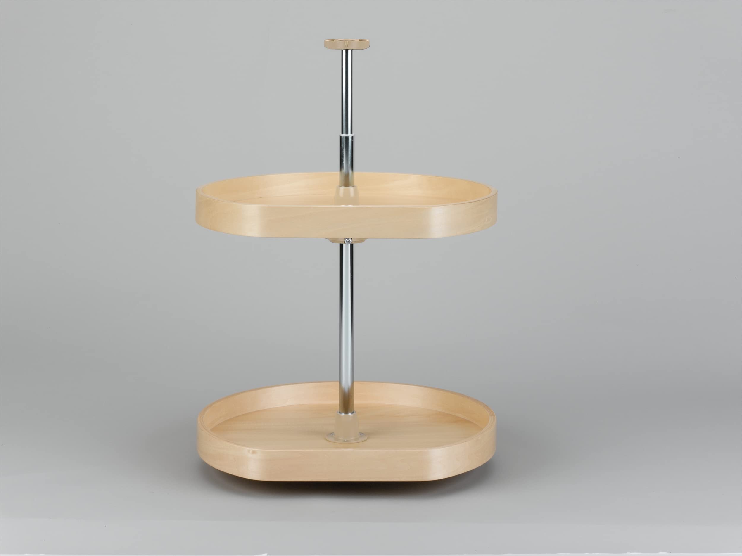 Rev-A-Shelf 20-Inch D-Shape Lazy Susan Turntable - 2-Tier Spinning Shelf Organizer for Kitchen Cabinet, Pantry & Bathroom Storage (Natural Wood Finish) - Perfect for Spice Racks, Baking Supplies & Toiletries Organization