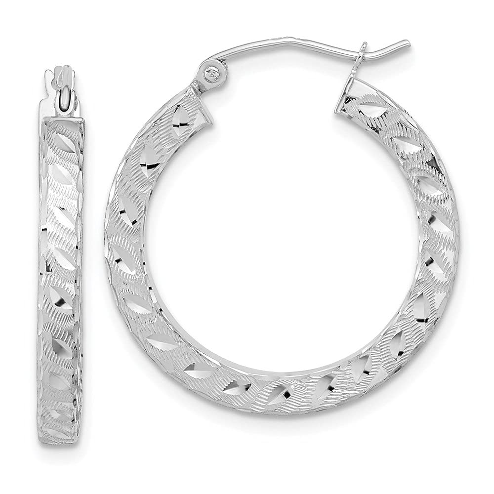 14K Gold Satin Diamond-Cut Square Tube Hoop Earrings for Women - Elegant Fine Jewelry for Everyday Wear, Parties & Special Occasions