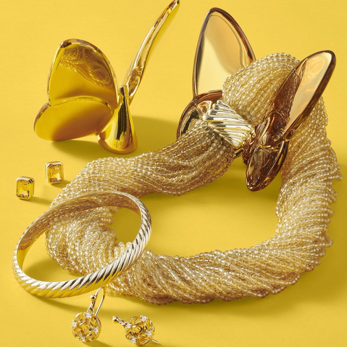 Exquisite Citrine & Diamond Quadrille Drop Earrings | Elegant Dangling Jewelry for Women | Perfect for Parties, Weddings & Special Occasions