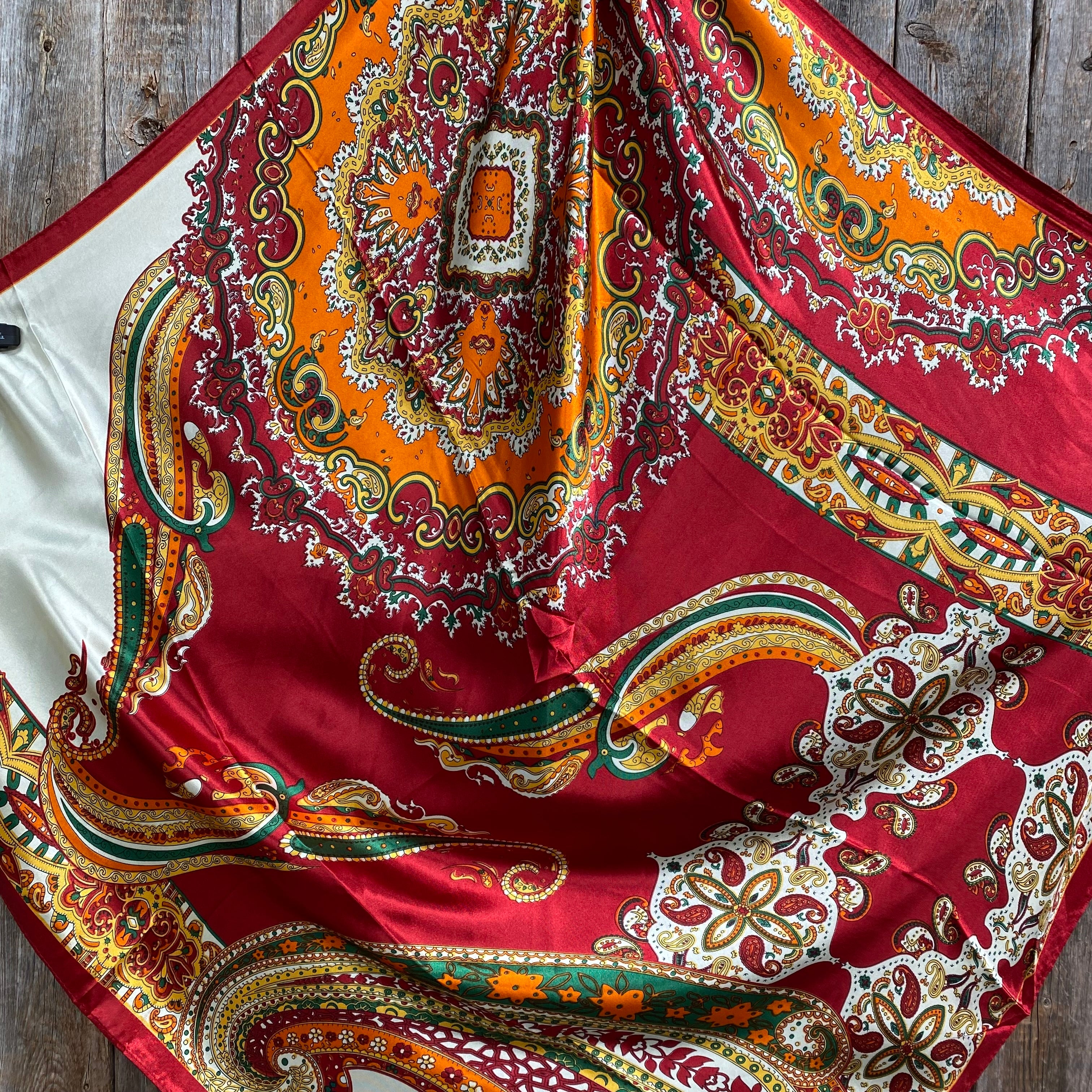 35X35 Red Mardi Gras Wild Scarf WR3353 - Premium Cotton Bandana for Cowboy, Cowgirl, Rodeo, Horse Riding & Western Fashion Accessories