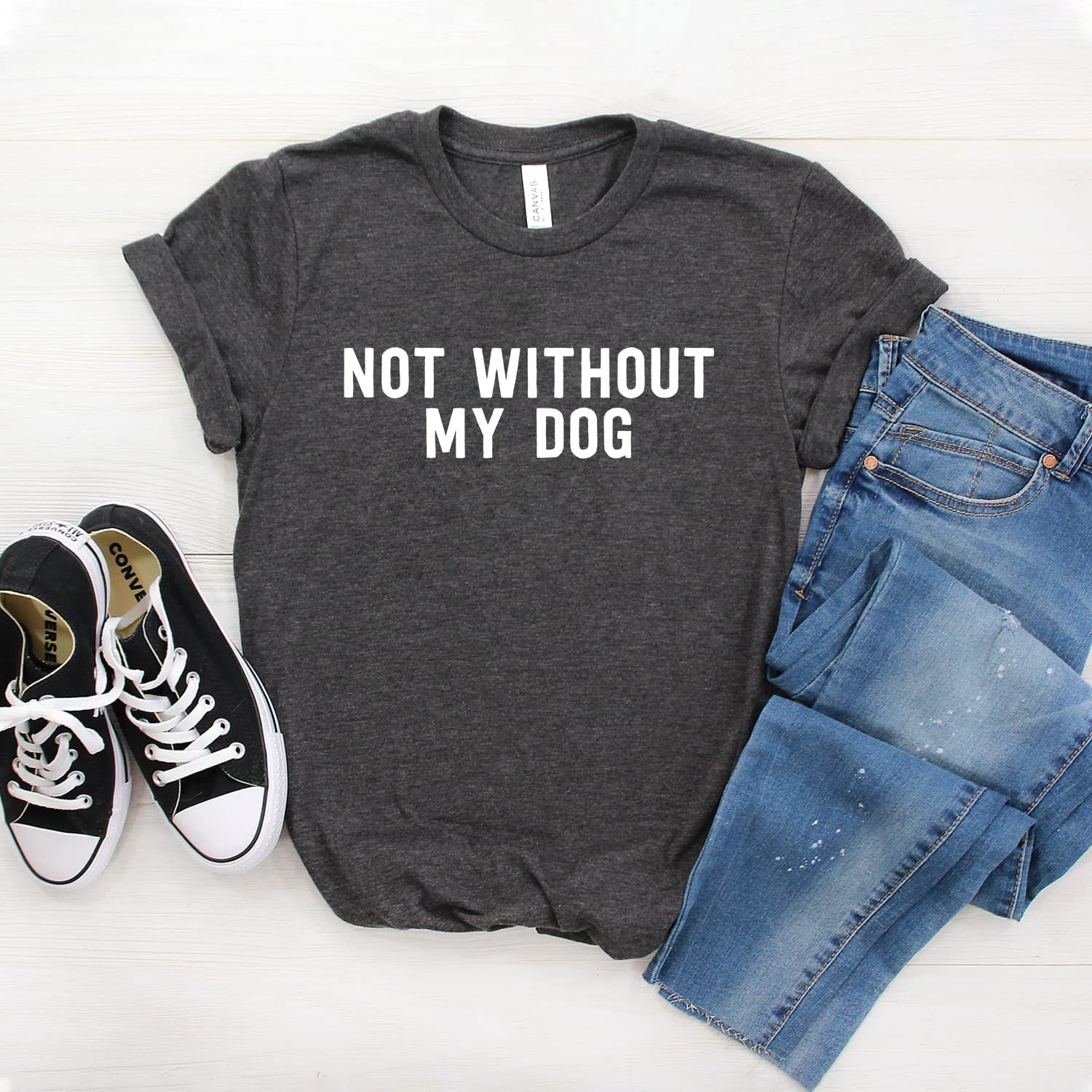 Funny Pitbull T-Shirt for Dog Lovers - Soft Unisex Tee with 'Not Without My Dog' Design - Perfect for Casual Wear, Dog Parks & Pitbull Enthusiasts