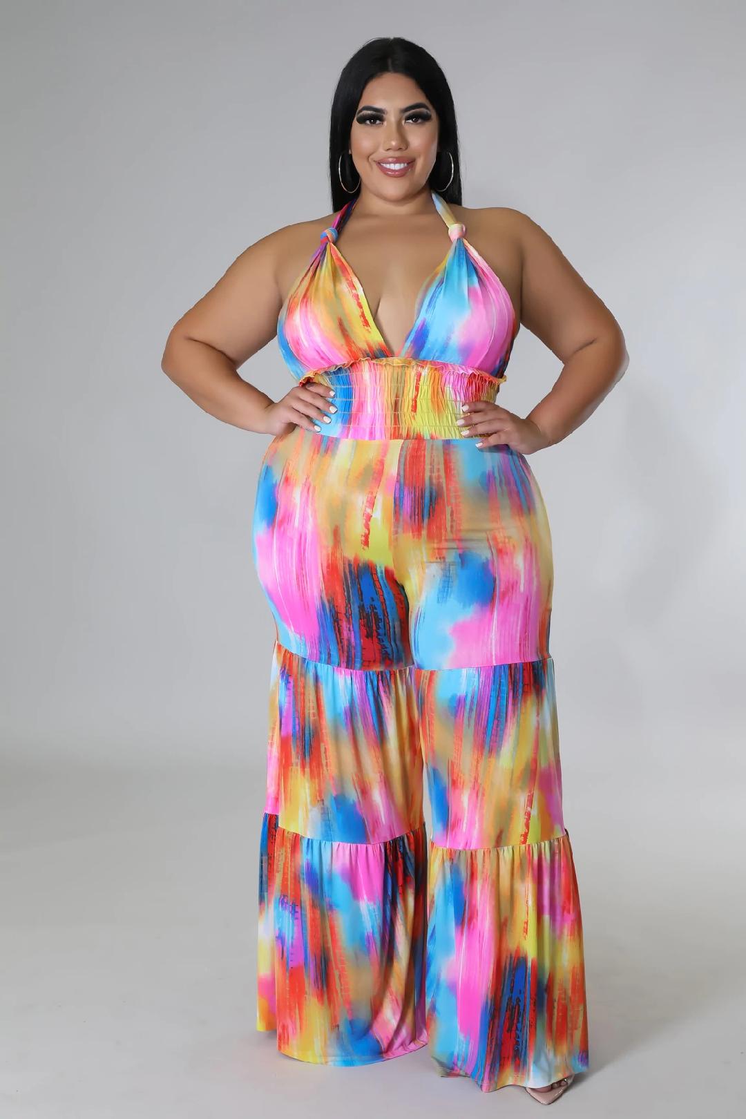 Valentina Jumpsuit for Women - Curve Plus Size Floral Print Romper | Casual Summer Outfit for Beach, Party & Vacation