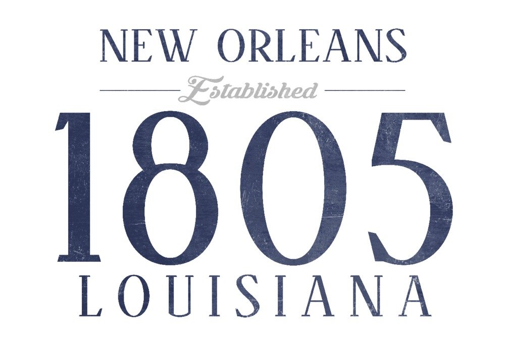 New Orleans Louisiana Established Date Blue 12x18 Wall Art Poster - Vintage City Map Decor for Home, Office & Living Room