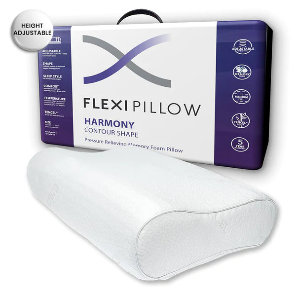 FlexiPillow Harmony Memory Foam Pillow for Neck Pain Relief - Orthopedic Contour Pillow for Side, Back & Stomach Sleepers - Premium Cooling Pillow for Better Sleep & Pressure Relief