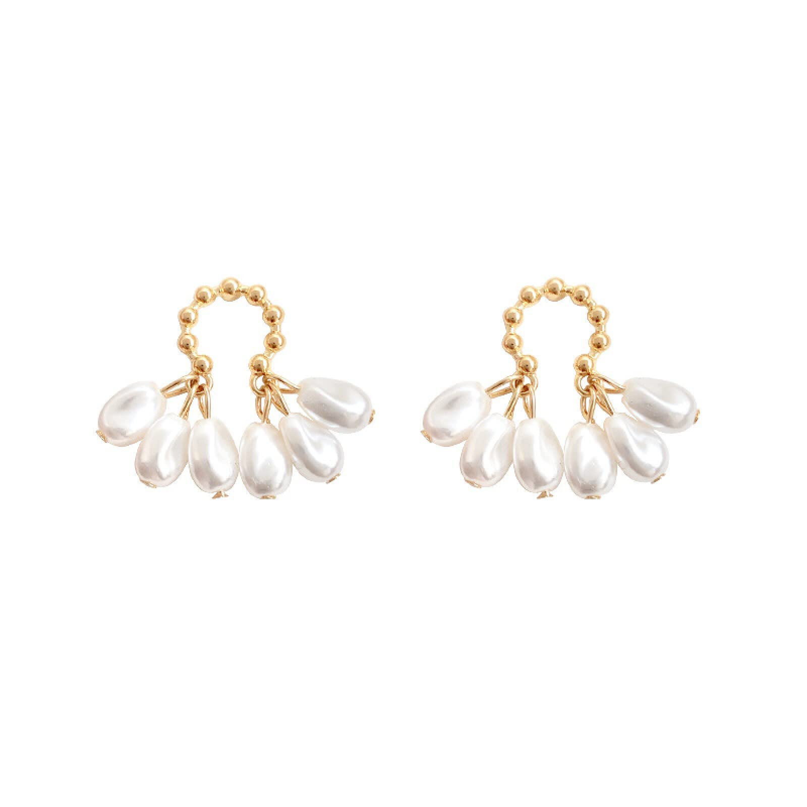 SHANGMAOYO S925 Sterling Silver Baroque Pearl Earrings for Women - Irregular Geometric Drop Earrings, Korean Style Retro Vintage Hong Kong Fashion Jewelry | Perfect for Weddings, Parties & Everyday Wear