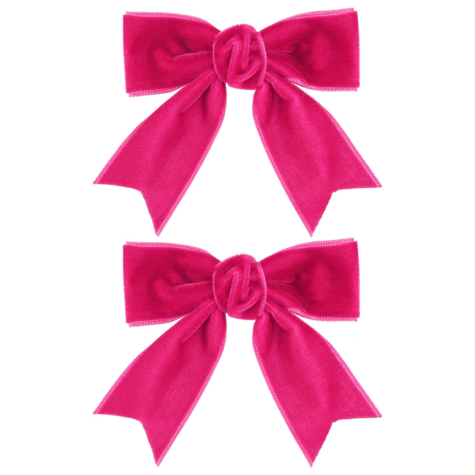 Hot Pink Velvet Hair Bows for Girls - 3