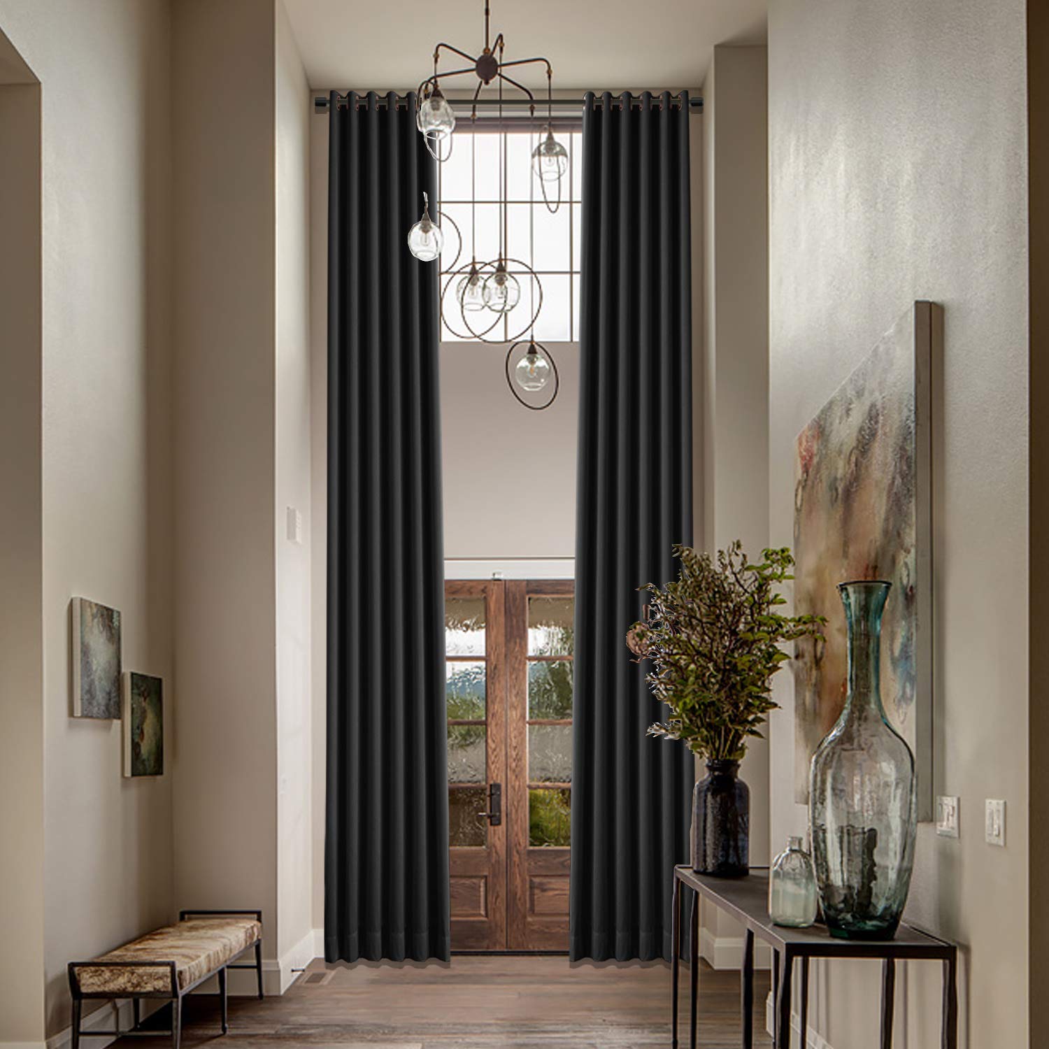 Macochico 156 Inch Extra Long Blackout Curtains - Set of 2 Grommet Panels (50