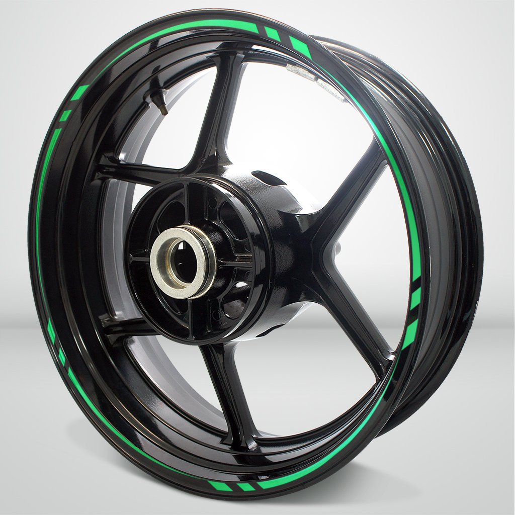 Reflective Green Stickman Vinyl Rim Stripes for Kawasaki Ninja 300 - High Visibility Decals for Motorcycle Wheel Safety | Perfect for Night Riding & Custom Bike Styling